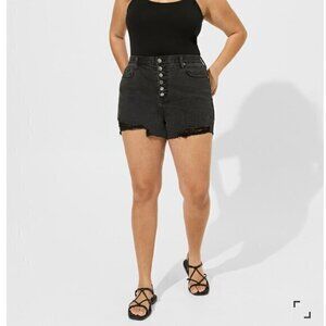Torrid Classic Denim High-Rise Shorts | Size 30 (5X) | Black | NWT | Button Fly